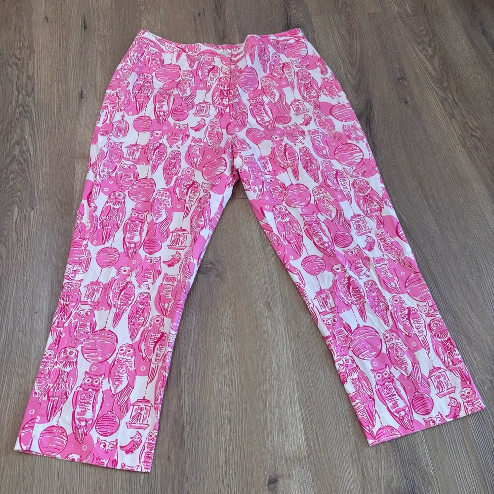 Lilly Pulitzer Vtg Women’s Glow In The Dark White Label Owl Capri Pants 10 31x23